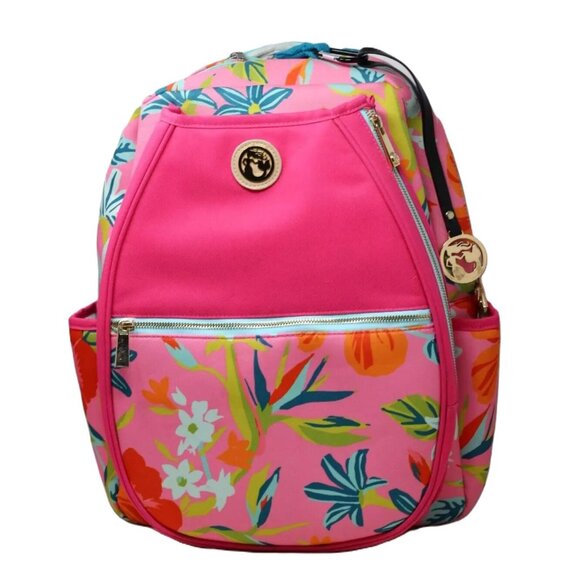 Spartina 449 Pink Tropical Tennis Backpack - Picture 1 of 8